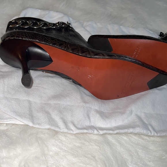 Donald J Pliner Brown snake skin look ankle boot with chains size 9 1/2 - Picture 9 of 12